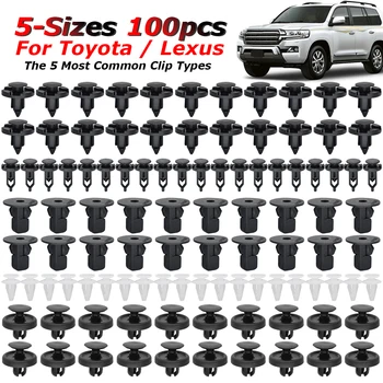 100KS Car Trim Panel Klipy Nárazníku Kapotu Blatník Mud Klapky Uzávěr Push Nýty Pro Toyota Corolla RAV4 Camry Prius, Auris Lexus