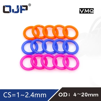 10PCS / taška, vícebarevná tloušťka CS1/1.5/1.9/2.4 mm silikonové pryže O-kroužek silikon / VMQ gumové těsnění Těsnicí kroužek Těsnicí kroužek