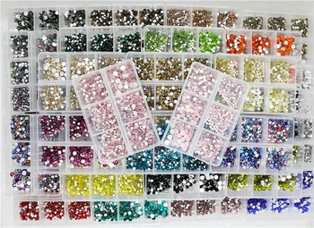 1200pcs Mix Velikostí Skla Crystal Non Hot Fix Drahokamu Set Flatback 3D Crystal Nail art Kamínky Dekorace Pro Oděv/Lak