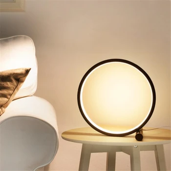 15CM LED Stolní Lampa Ložnice Kruhové Stolní Lampy Pro Obývací Pokoj, Černá/Bílá Stmívatelné Noční lampičky Kolo Noční Světlo Dekorace