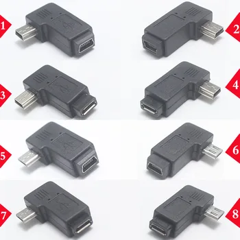 1ks 90 Stupňů Vlevo A Vpravo Úhlová Mini USB 5pin Samice na Micro USB Male Dat Sync Adaptér Plug Micro USB Na Mini USB Konektor