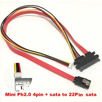 1ks Mini Malý 4Pin PH2.0 + SATA L Typ 90 Stupňů HDD S šrapnelu do 22(15+7)Pin pevný disk SATA Data Napájecí Kabel