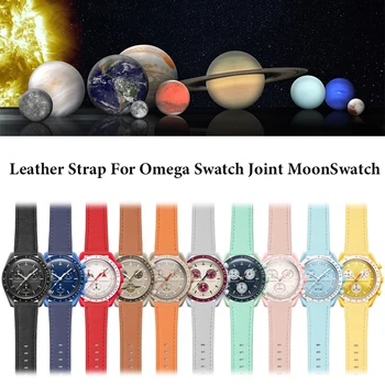 20 MM-Kožený Popruh pro Omega MoonSwatch Series Quick Release Watchband pro Swatch Módní Náhradní Náramek WatchAccessories