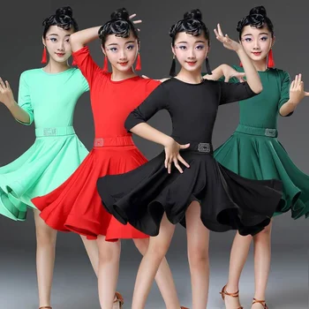 2022 Nové dívky latinské šaty pro tančit ballroom dance dress rumba samba sametové děti, samba, cha tango sukně standard salsa