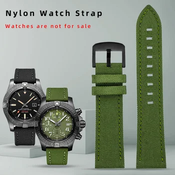 22mm Nylon WatchBand Příslušenství Pro Řemínek Breitling AVENGER Zápěstí NAVITIMER WORLD Pin Spony Látka&kůže Watchband Náramek