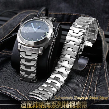 316L Nerezové oceli hodinky popruh 22 24 mm watchband pro Panerai PAM111 PAM441 hodinky kapela Zakřivené soild kovový náramek příslušenství