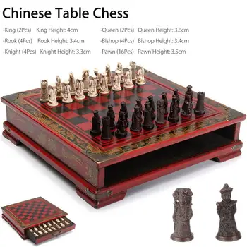 32Pcs/Set Dřevěný Stůl Šachy Čínské Šachy Hry, Pryskyřice šachová figurka Vánoce, Narozeniny, Prémie, Dárky, Deskové Hry, Zábava
