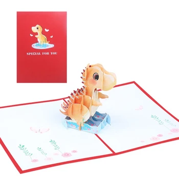 3D Pop-Up Dinosaurus Happy Birthday Karty Personalizované Děti Vtipné Blahopřání pro Chlapce, Dívky Svátek Vánoční