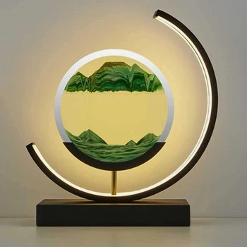 3D Přesýpací hodiny LED Lampa tekutý písek Malování Umění, Noční Stolek, Lampa, Měsíc, Noc, Světla, Domácí Písek Scény Dynamické Kulaté Sklo Dekor