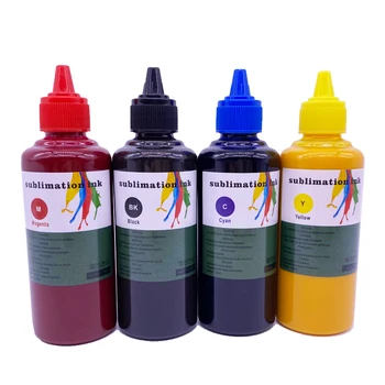 4 Barvy X 100ML Univerzální Sublimační Inkoust Náplň Pro Epson Stolní Inkoustová Tiskárna BK C M Y Přenos Tepla Na Hrnky Polyester Tričko