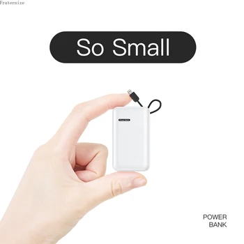 5000/3000mAh Mini Malé Power Bank Pro iPhone, Xiaomi, Huawei Přenosné Baterie Nabíječka PoverBank PowerBank Vestavěné Kabely typ c