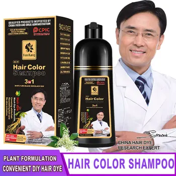 500ml 3 V 1 Barva Vlasů Šampon na Černé Vlasy Barvivo Krytí Bílých Vlasů Šampon Černý Rostlinné Barvení Vlasů Fast Barvení Vlasů Krém Styling DIY