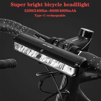 5200/2400lm 5*P90 Bike Světlo Přední Světlo jízdních Kol, 8000/4000mAh Led Světlo Pro jízdní Kolo Kolo Příslušenství Typ-C Nabíjení Power Bank