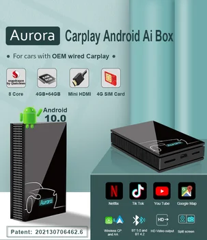 8 Jádro Android10 Smart HDMI Bezdrátový Carplay box s 4+64G podporu Netflix Android auto Auto Multimediální Přehrávač Carplay ai box.