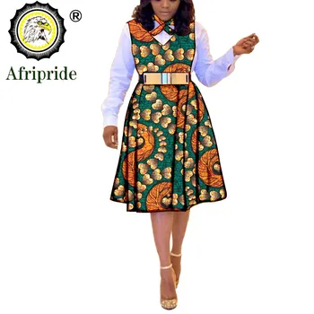 Africké Šaty pro Ženy Odpovídaly Tisk motýlek V-Neck Rukáv Africké Oblečení Ankara Tisk Oblečení Plus Velikosti Bazin Riche S2025041