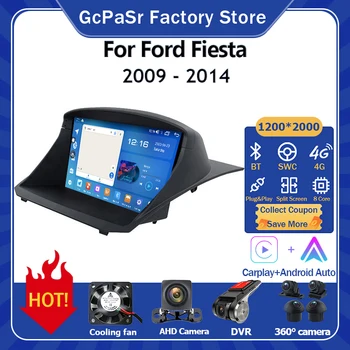 Android Auto Rádio, Video, Multimediální Přehrávač Pro Ford Fiesta 2009 - 2014 Navigace GPS Carplay Autorádio hlavní Jednotka IPS Displej WiFi
