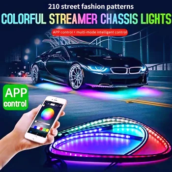 Auto Flexibilní Underglow Strip Světlo LED Podvozku APLIKACE Ovládání RGB Neony Sen Barva Auto Dekorativní Okolní Atmosféra Lampa