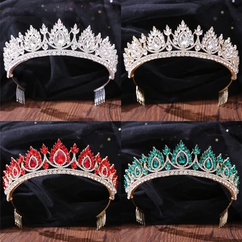 Barokní Crystal Crown Tiara Hřeben S Drahokamu Ples Princezna Diadém Čelenky A Korunky Pro Ženy Nevěsta Svatební Vlasy Příslušenství