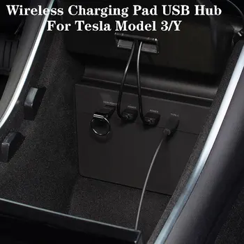 Bezdrátové Nabíjení Pad USB Hub Pro Tesla Model 3 Paměti pro Ukládání Příslušenství 5/6 Porty, SSD Disk Hole Středové Konzole Kit