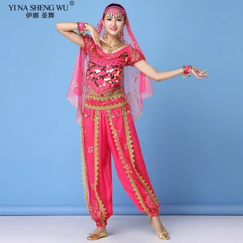Bollywood Indické Egyptské Břišní Tanec Kostýmy Nastavit Sari Orientální Břišní Tanec Kalhoty-Oblečení Ženy Jeviště Taneční Oblečení