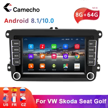 Camecho 2Din autorádia Android 8.1 Multimediální Přehrávač, GPS Navigace Stereo Pro VW/Volkswagen/Octavia/Golf/Touran/Passat B6/Polo