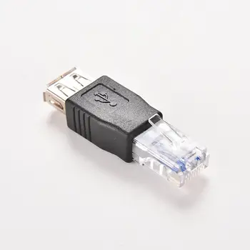 Crystal Head RJ45 Samec Na USB 2.0 AF Ženské Adaptér Konektor Notebooku LAN Síťový Kabel Ethernet Converter Transvertoru Plug