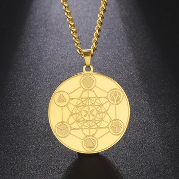 Dawapara Metatron Cube Mince S Přívěskem Náhrdelník Kabaly King Solomon Těsnění Amulet Posvátné Geometrie Z Nerezové Oceli Šperky