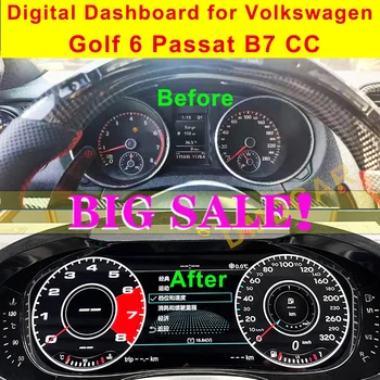 Digitální přístrojová deska Panel Virtuálních Přístrojů v Kokpitu LCD Tachometr pro Volkswagen VW Golf 6 Passat B6 B7 CC Scirocco