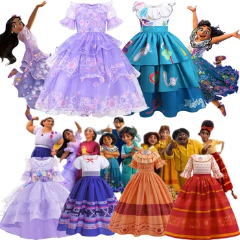 Disney Nové Encanto Kostým pro Dívky Princezna Šaty Kostým Cosplay Kouzlo Isabela Mirabel Dolores Karneval, Narozeninovou Party Šaty