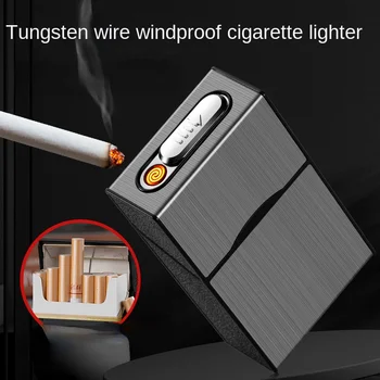 Dobíjecí Cigarety Case20 Ks Běžných Cigaret, Krabice, Pouzdro na Cigarety Zapalovač Integrovaný USB Dobíjecí Pouzdro na Cigarety
