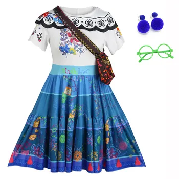 Dospělý Encanto Kostým Mirabel Šaty s Bag DISNEY Mirabel Madrigal Cosplay Oblečení Dívky Princezna Party Šaty 3D Květinové Tisk