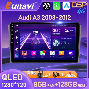 Eunavi Android 10 autorádia Pro Audi A3 2 8P 2003-2013 S3 2 2006-2012 RS3 1 2011 2012 Multimediální Přehrávač Carplay GPS 2Din 2 Din