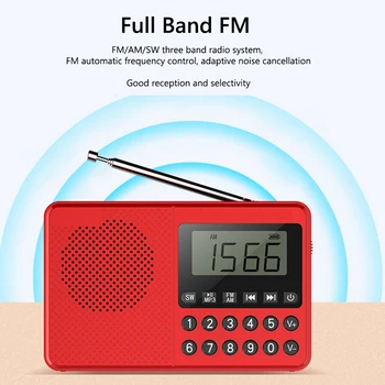 FM/AM/SW Radio Přijímač Reproduktor Duální Anténa Full Band Starší Rádio Digitální Displej LED 2.1 Kanálový Podpora USB/TF Card