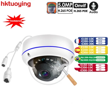 H265+ 5MP Kovové Dome POE IP Kamera ONVIF Audio Záznam CCTV Kamery 3mp Vandalproof IP66 Venkovní Domácí Bezpečnostní VideoFace Detekce