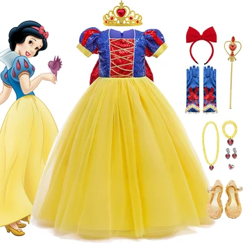 Holka, Strana, Kostým Děti Snow White Cosplay Princezna Šaty Baby Snow White Puff Sleeve Kostým Děti Narozeninové Večerní Šaty