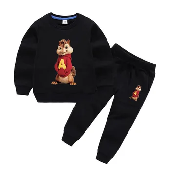 Holčička mikiny Kluci Alvin a Chipmunkové Vtipný Mikiny Dítě Podzim Dlouhý Rukáv Top dětské Kreslené Mikina+Kalhoty Set