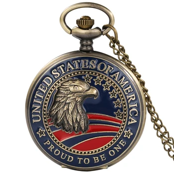 Hrdý na to být Jedním Spojené Státy Americké Eagle Vzor Řetěz Náhrdelník Quartz Kapesní Hodinky Přívěsek Šperky Dárky pro Americké