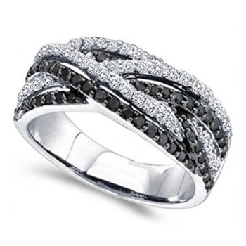 Huitan Osobnosti Černá/Bílé Zirkony Ženy Prsteny pro Svatební Jedinečný Design, Cool Holky Prst prsten Strana Šperky Dárkové
