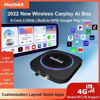 iHeylinkit MTK665 Carplay AI Box Bezdrátové Android Auto Youtube, Netflix Auto play Box pro Audi Benz Mazda Toyota Global 4G LTE GPS