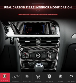 Interiér vozu Navigace Klimatizace CD Ovládacím Panelu LHD RHD Styling Uhlíkových Vláken Samolepky Pro Audi A4 B8, A5 Příslušenství