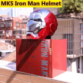 Iron Man Helmu Mk5 Hlasové Ovládání 1:1 Oči se Světlem Model Hračky pro Dospělé, tak pro Děti Elektrické Nositelné Otevírací Helmu Dárky k Narozeninám