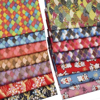 Japonská Vlna Bronzové Barevné Bavlněné Tkaniny Pro Kimono Pro DIY Řemesel, Ručně vyráběné Doplňky, Panenky A Tašky, Patchwork Látky