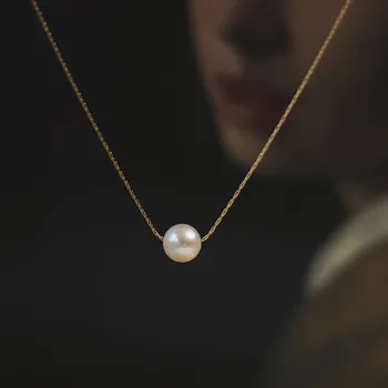 Jednoduchý Klasický Přírodní Sladkovodní Pearl náhrdelník z Nerezové Oceli Náhrdelník 2022 Módní Šperky Žena je Elegantní Klíční kosti Řetězce