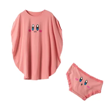 Kawaii Anime Karikatura Hvězda Kirby Pyžamový T-shirt Šaty pro Volný čas Loose Roztomilý Krátký Rukáv Kalhotky Jedné Velikosti Ženy Oblečení pro Dívky Dárek