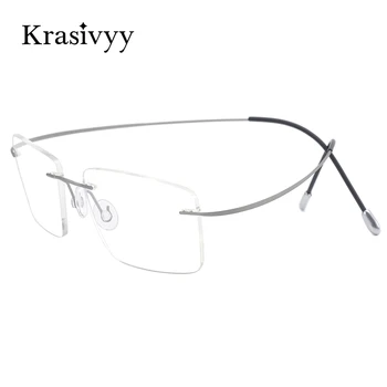 Krasivyy Ultralight Brýle Bez Obrouček Rám Muži Čistého Titanu Optické Dioptrické Brýle Mužské 2022 Nové Krátkozrakost Náměstí Brýle