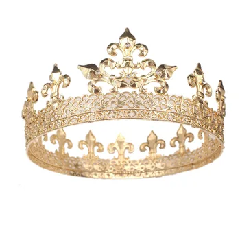 Král je Zlaté Barvy Kulatá Koruna Královny Kovová Čelenka Party Vlasy Příslušenství