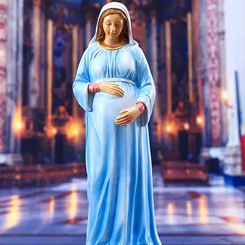 Krásná Těhotná Sochy Panny Marie Katolické Madonna Figurka Křesťanství Náboženské Dekorace Pryskyřice Řemesla Domova Dárek