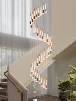 LED Schodiště Lustr Luxusní Vila Dvoupodlažní Budovy Lustr Obývací Pokoj Závěsné Svítidlo Krytý Zlaté Svítidla