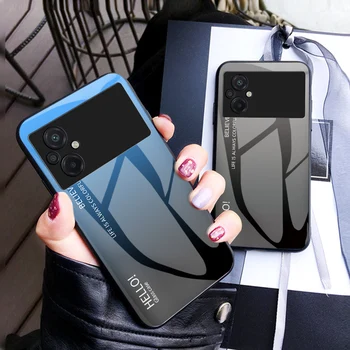 Luxus Pro POCO M5 Případě Tvrzené Sklo Gradient Zadní Kryt z Měkkého Silikonu Rám Telefon Pouzdro Pro Xiaomi Poco M5 M5 4G