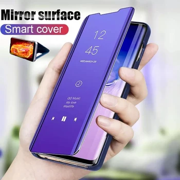 Luxusní Inteligentní Zrcadlo Flip Pokovování Pouzdro Pro Huawei P40 P50 P30 Lite P20 Mate 20 30 40 Pro Čest 8X 9X P Smart Z Plus 2019 Kryt